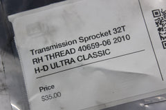 Transmission Sprocket 32T RH THREAD 40659-06 2010 H-D ULTRA CLASSIC FLHTCU