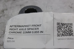 AFTERMARKET FRONT RIGHT AXLE SPACER CHROME 22MM 0.855 IN THICK 2001 H-D SOFTAIL