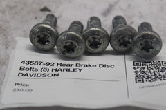 43567-92 Rear Brake Disc Bolts (5) HARLEY DAVIDSON