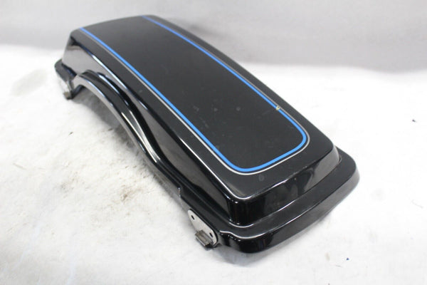 90756-93 Saddlebag Lid RIGHT Harley Davidson BLACK W/ LIGHT BLUE & SILVER PINSTR