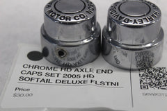 CHROME HD AXLE END CAPS SET 2005 HD SOFTAIL DELUXE FLSTNI