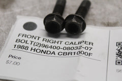 FRONT RIGHT CALIPER BOLT (2) 96400-08032-07  1988 HONDA CBR1000F