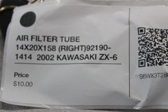 AIR FILTER TUBE 14X20X158 (RIGHT) 92190-1414  2002 KAWASAKI ZX-6