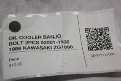 OIL COOLER BANJO BOLT 2PCS 92001-1930 1986 KAWASAKI ZG1000