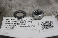 BALANCER SHAFT NUT & WASHER 315G1600 92022-1519 1986 KAWASAKI CONCOURS ZG1000