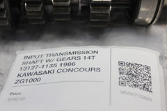 INPUT TRANSMISSION SHAFT W/ GEARS 14T 13127-1135 1986 KAWASAKI CONCOURS ZG1000