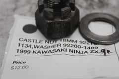 CASTLE NUT 18MM 92210-1134,WASHER 92200-1489 1999 KAWASAKI NINJA ZX-9R