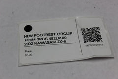 NEW FOOTREST CIRCLIP 10MM 2PCS 482L0100 2002 KAWASAKI ZX-6