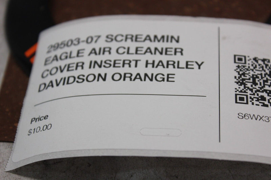 29503-07 SCREAMIN EAGLE AIR CLEANER COVER INSERT HARLEY DAVIDSON ORANGE