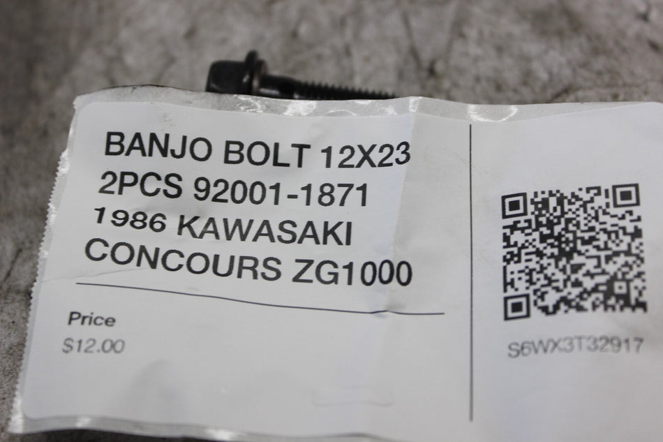 BANJO BOLT 12X23 2PCS 92001-1871 1986 KAWASAKI CONCOURS ZG1000
