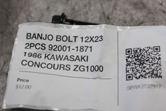 BANJO BOLT 12X23 2PCS 92001-1871 1986 KAWASAKI CONCOURS ZG1000