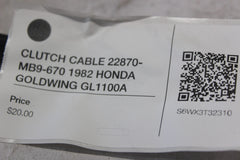 CLUTCH CABLE 22870-MB9-670 1982 HONDA GOLDWING GL1100A