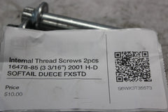 Internal Thread Screws 2pcs 16478-85 (3 3/16”) 2001 H-D SOFTAIL DUECE FXSTD
