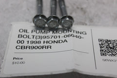 OIL PUMP MOUNTING BOLT (3) 95701-06040-00 1998 HONDA CBR900RR