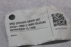 3RD DRIVEN GEAR 28T 24331-38B12 2000 SUZUKI INTRUDER VL1500