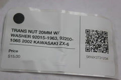 TRANS NUT 20MM W/ WASHER 92015-1963, 92200-1065 2002 KAWASAKI ZX-6