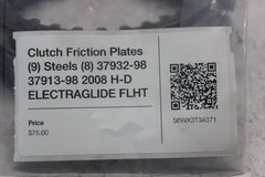 Clutch Friction Plates (9) Steels (8) 37932-98 37913-98 2008 H-D ELECTRAGLIDE FL