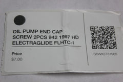 OIL PUMP END CAP SCREW 2PCS 942 1997 HD ELECTRAGLIDE FLHTC-I