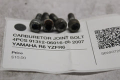 CARBURETOR JOINT BOLT 4PCS 91312-06016-00 2007 YAMAHA R6 YZFR6