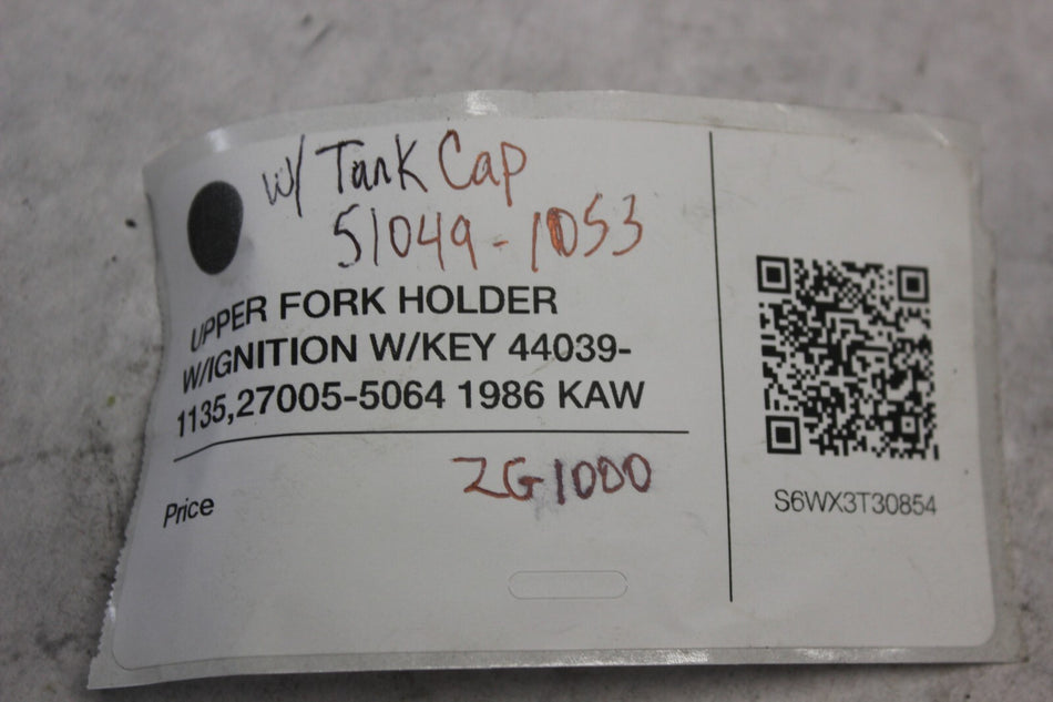 UPPER FORK HOLDER W/IGNITION W/KEY 44039-1135 27005-5064 1986 KAW ZG1000
