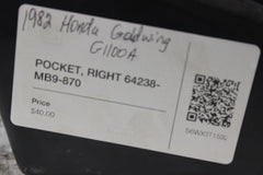 POCKET, RIGHT 64238-MB9-870 1982 HONDA GOLDWING GL1100A