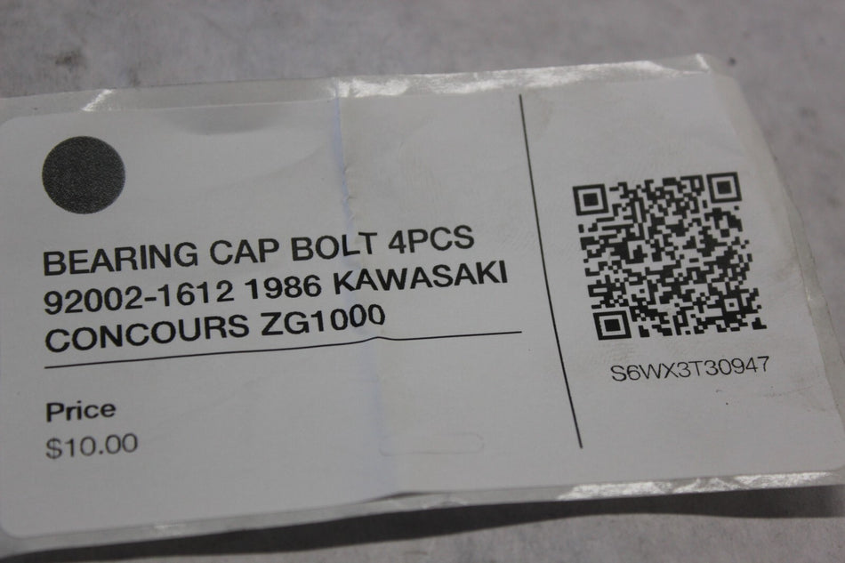 BEARING CAP BOLT 4PCS 92002-1612 1986 KAWASAKI CONCOURS ZG1000