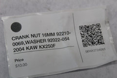 CRANK NUT 16MM 92210-0069,WASHER 92022-054 2004 KAW KX250F