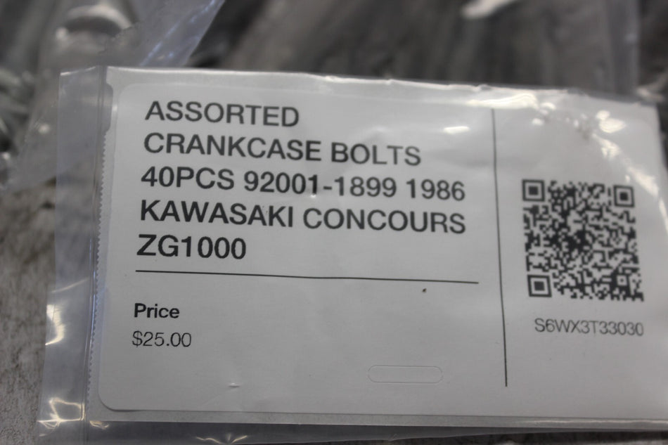 ASSORTED CRANKCASE BOLTS 40PCS 92001-1899 1986 KAWASAKI CONCOURS ZG1000