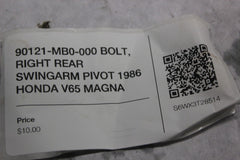 90121-MB0-000 BOLT, RIGHT REAR SWINGARM PIVOT 1986 HONDA V65 MAGNA