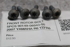 FRONT ROTOR BOLT 5PCS 90149-06043-00 2007 YAMAHA R6 YZFR6