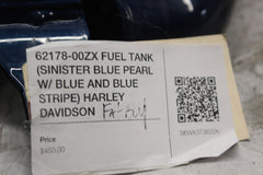 62178-00ZX FUEL TANK (SINISTER BLUE PEARL W/ BLUE STRIPE) HARLEY DAVIDSON