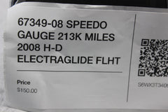67349-08 SPEEDO GAUGE 213K MILES 2008 H-D ELECTRAGLIDE FLHT
