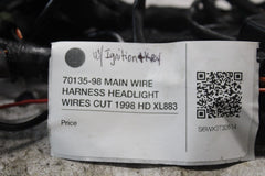 70135-98 MAIN WIRE HARNESS HEADLIGHT WIRES CUT 1998 HD XL883