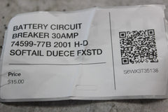 BATTERY CIRCUIT BREAKER 30AMP 74599-77B 2001 H-D SOFTAIL DUECE FXSTD