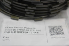 Clutch Friction Plates (9) Steels (8) 37932-98 37913-98 2001 H-D SOFTAIL DUECE F