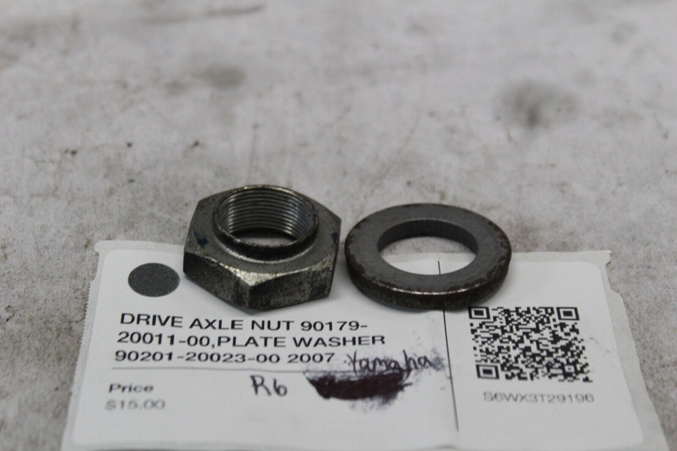 DRIVE AXLE NUT 90179-20011-00,PLATE WASHER 90201-20023-00 2007 YAMAHA R6 YZFR6