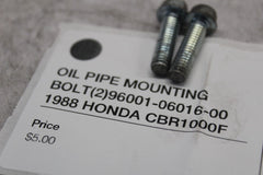 OIL PIPE MOUNTING BOLT (2) 96001-06016-00 1988 HONDA CBR1000F