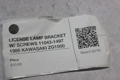 LICENSE LAMP BRACKET W/ SCREWS 11043-1497 1986 KAWASAKI ZG1000