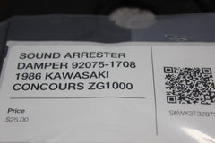 SOUND ARRESTER DAMPER 92075-1708 1986 KAWASAKI CONCOURS ZG1000