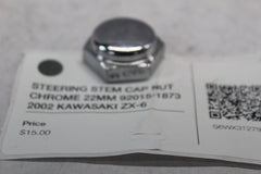 STEERING STEM CAP NUT CHROME 22MM 92015-1873  2002 KAWASAKI ZX-6