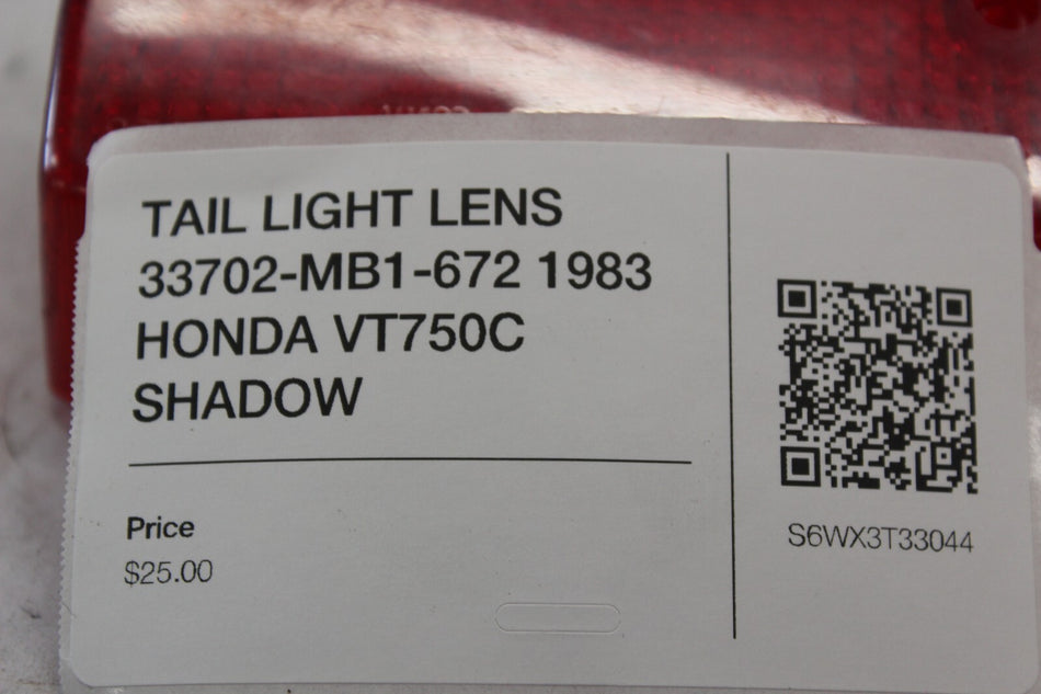 TAIL LIGHT LENS 33702-MB1-672 1983 HONDA VT750C SHADOW