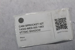 CAM SPROCKET 42T 14322-ME9-000 1983 VT750C SHADOW