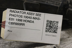 RADIATOR ASSY SEE PHOTOS 19040-MAS-E01 1998 HONDA CBR900RR
