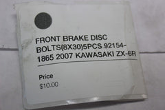 FRONT BRAKE DISC BOLTS 8X30 5PCS 92154-1865 2001 KAWASAKI ZX-9R