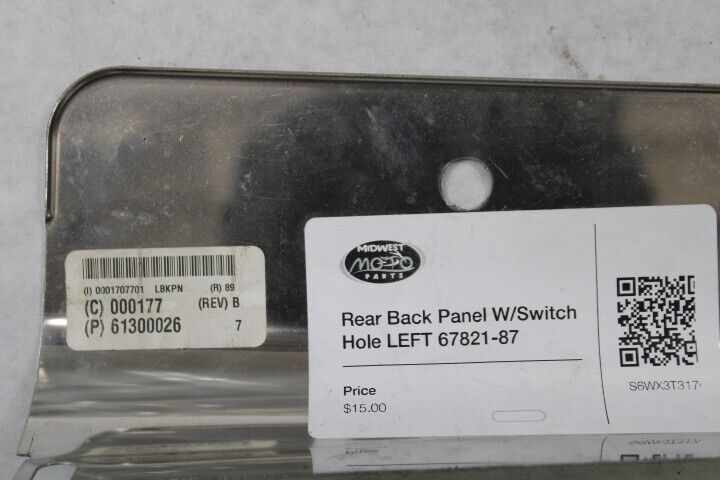 Rear Back Panel W/Switch Hole LEFT 67821-87 Harley Davidson