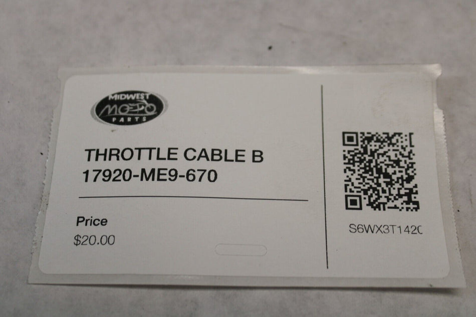 THROTTLE CABLE B 17920-ME9-670 1983 Honda VT750C Shadow