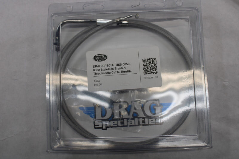 DRAG SPECIALTIES 0650-0322 Stainless Braided Throttle/Idle Cable Harley Davidson