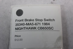 Front Brake Stop Switch 35340-MA5-671 1984 Honda Nighthawk CB650SC