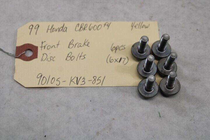 OEM Honda Motorcycle 1999 CBR600F4 Front Brake Disc Bolts (6) 90105-KV3-851