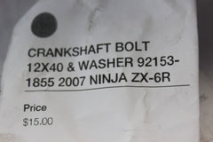 CRANKSHAFT BOLT 12X40 & WASHER 92153-1855 2007 NINJA ZX-6R